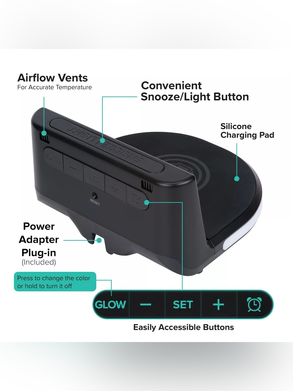 Wireless Charging Alarm Clock - Picture 3 of 9
